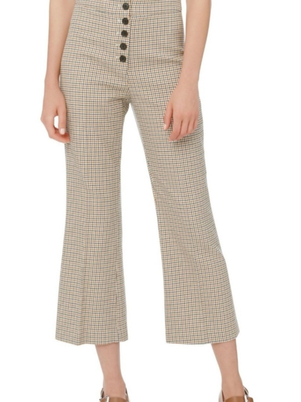 Veronica Beard Zap Trousers Houndstooth Cropped Flares Pants Size 4